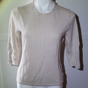 Tan 3/4 quarter sleeve sweater Petite Medium